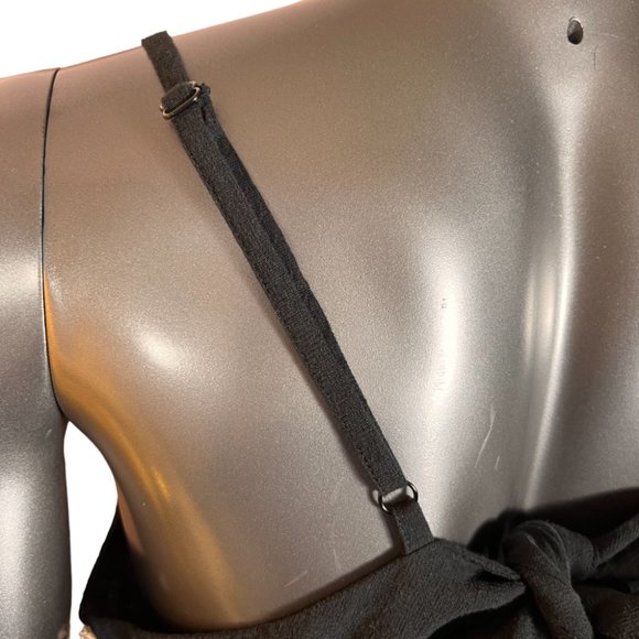 NWT Black Tie-Back A-Line Dress Midi Length Side Slit XXL - Picture 6 of 9